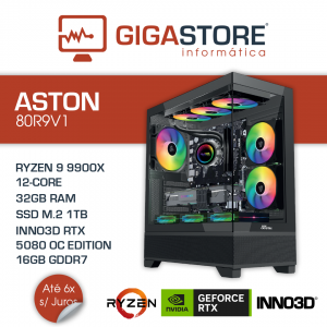 Desktop Gaming ASTON-80R9V1 RYZEN 9 9900X 32GB RAM 1TB SSD W11